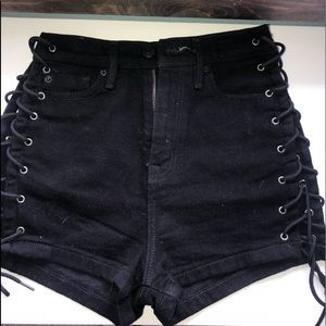 Black denim BDG shorts